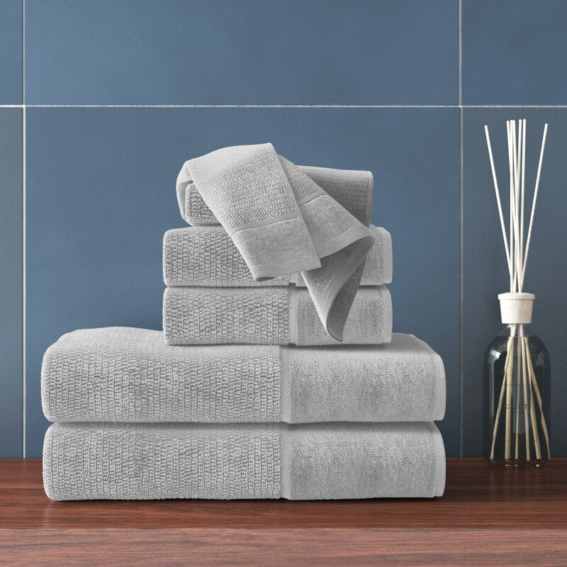 Luciana Luxury Textured 6 Piece Turkish Cotton Bath Towel Set