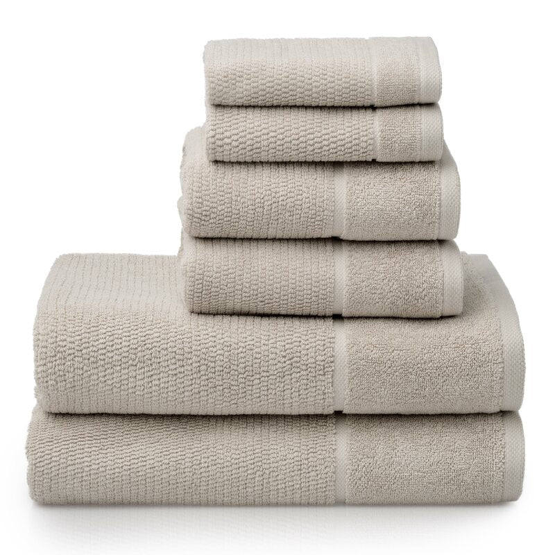 Luciana Luxury Textured 6 Piece Turkish Cotton Bath Towel Set