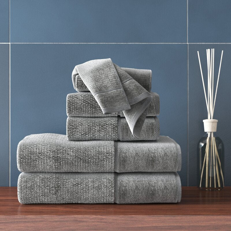 Luciana Luxury Textured 6 Piece Turkish Cotton Bath Towel Set