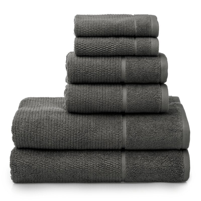 Luciana Luxury Textured 6 Piece Turkish Cotton Bath Towel Set