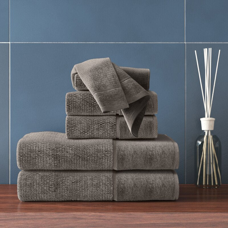 Luciana Luxury Textured 6 Piece Turkish Cotton Bath Towel Set