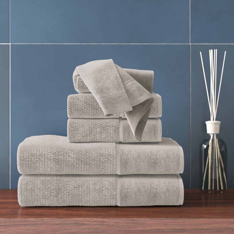 Luciana Luxury Textured 6 Piece Turkish Cotton Bath Towel Set