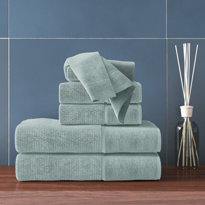 Luciana Luxury Textured 6 Piece Turkish Cotton Bath Towel Set