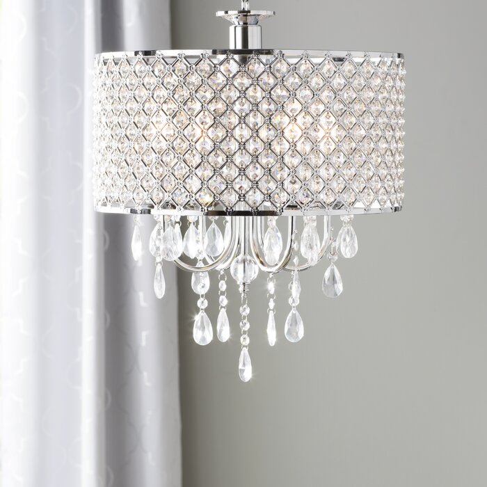 ShinyDay Light Shaded Drum Chandelier with Crystal Accents