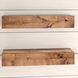 Guiki 2 Piece Alder Solid Wood Walnut Shelf Floating Set (Set of 2)