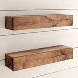 Guiki 2 Piece Alder Solid Wood Walnut Shelf Floating Set (Set of 2)