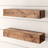 Guiki 2 Piece Alder Solid Wood Walnut Shelf Floating Set (Set of 2)