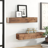 Guiki 2 Piece Alder Solid Wood Walnut Shelf Floating Set (Set of 2)