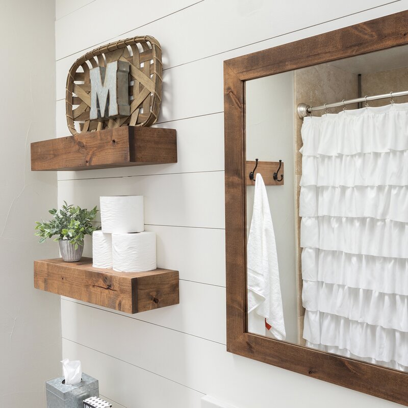 Guiki 2 Piece Alder Solid Wood Walnut Shelf Floating Set (Set of 2)