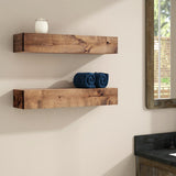 Guiki 2 Piece Alder Solid Wood Walnut Shelf Floating Set (Set of 2)