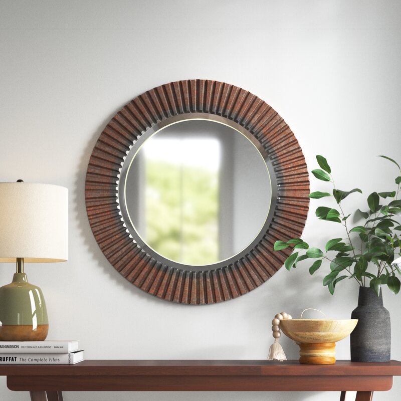 Cozstan Eclectic Round Novelty Beveled Accent Mirror