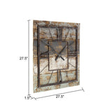 Sodos Oversized Gray/Brown Square Wood 23.5" Wall Clock