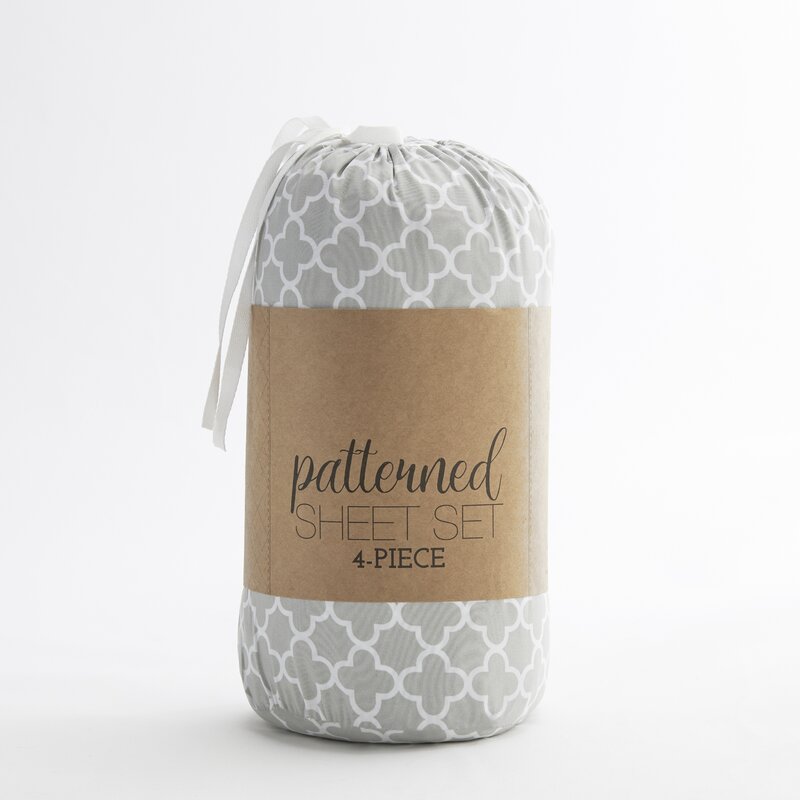 Thethai Quatrefoil Printed Geometric Microfiber Sheet Set