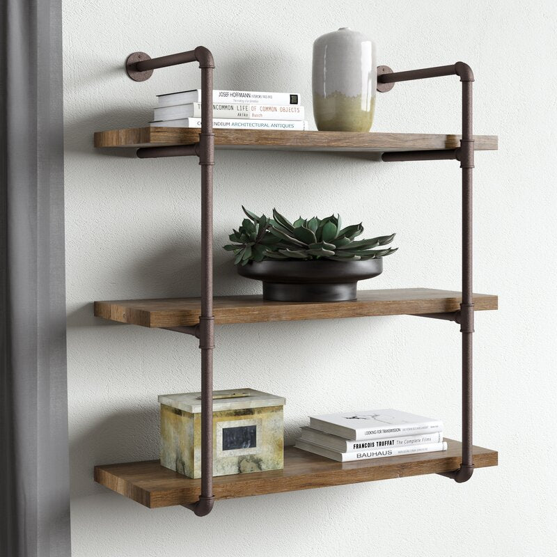 Asainti 3 Piece Rectangle Distressed Wood Tiered Shelf
