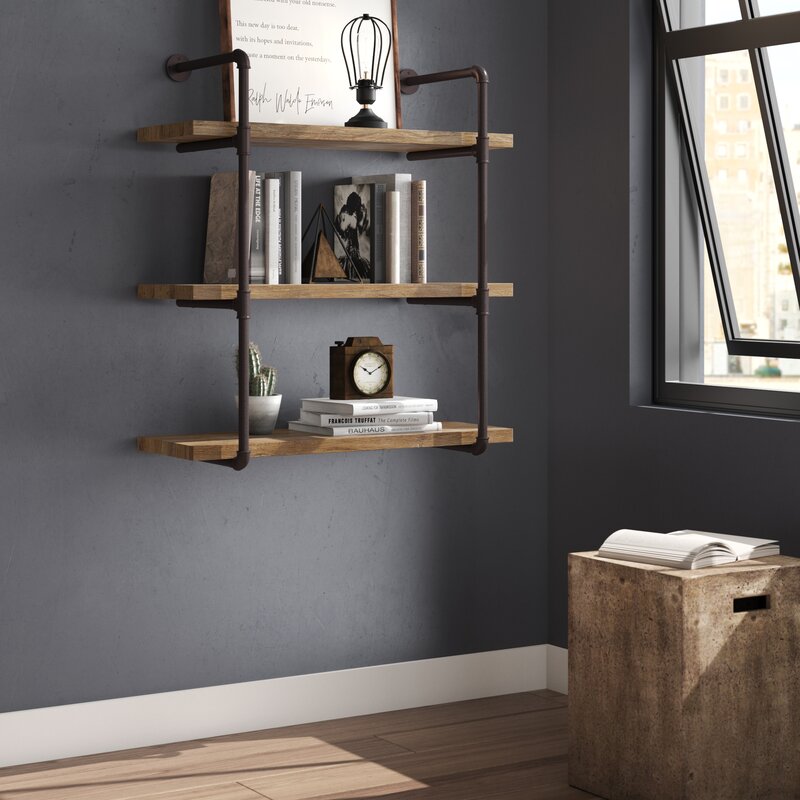 Asainti 3 Piece Rectangle Distressed Wood Tiered Shelf