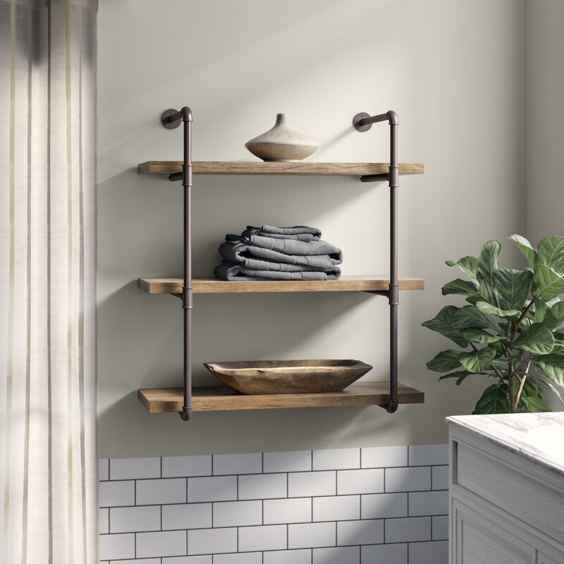 Asainti 3 Piece Rectangle Distressed Wood Tiered Shelf