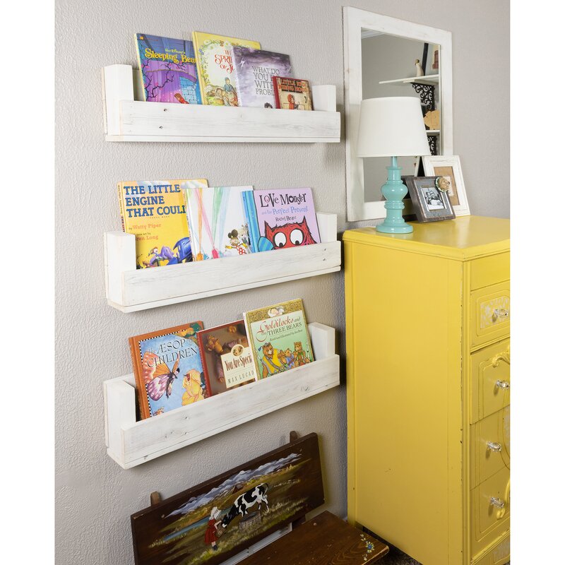 Riari Rectangle Pine Wood Floating Wall Shelf (Set of 3)