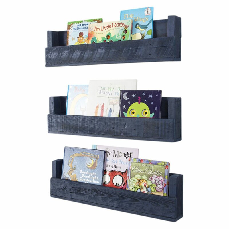 Riari Rectangle Pine Wood Floating Wall Shelf (Set of 3)