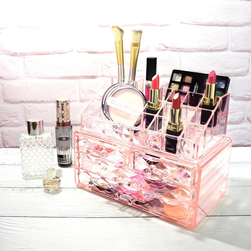 Kye Diamond Pattern Display Cosmetic Organizer