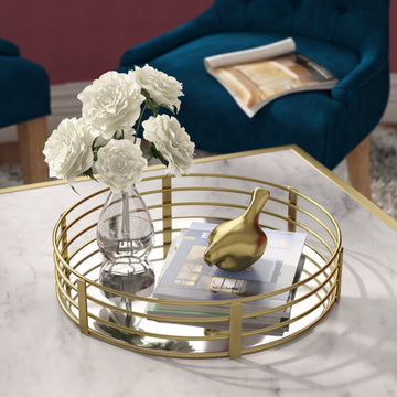Swarial Round Glass/Metal Vanity Tray