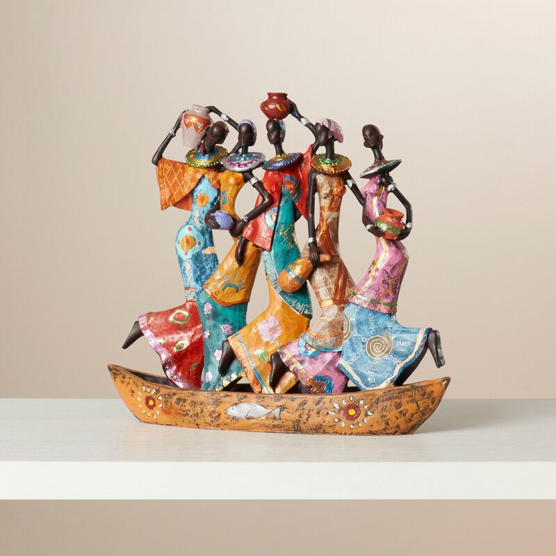 Moputa Resin Hand-Made Water Carriers of Ghanaian Women Figurine