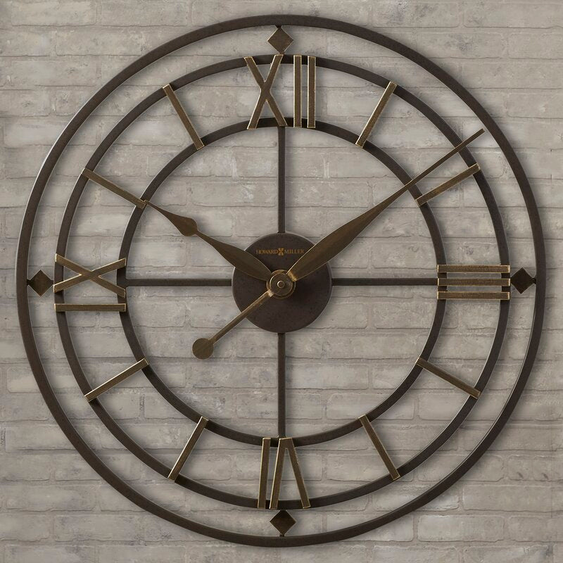 Nitedel Skeleton Round Antique Gold 21.25" Wall Clock