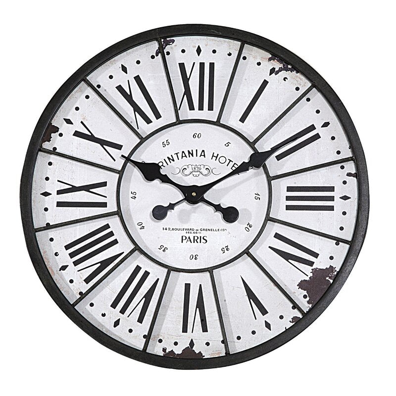Tutome Oversized White/Black Round 24" Wall Clock
