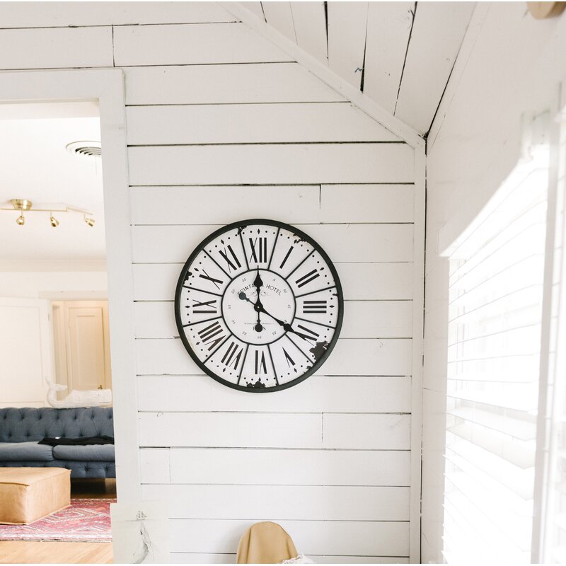 Tutome Oversized White/Black Round 24" Wall Clock