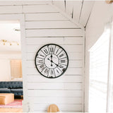 Tutome Oversized White/Black Round 24" Wall Clock