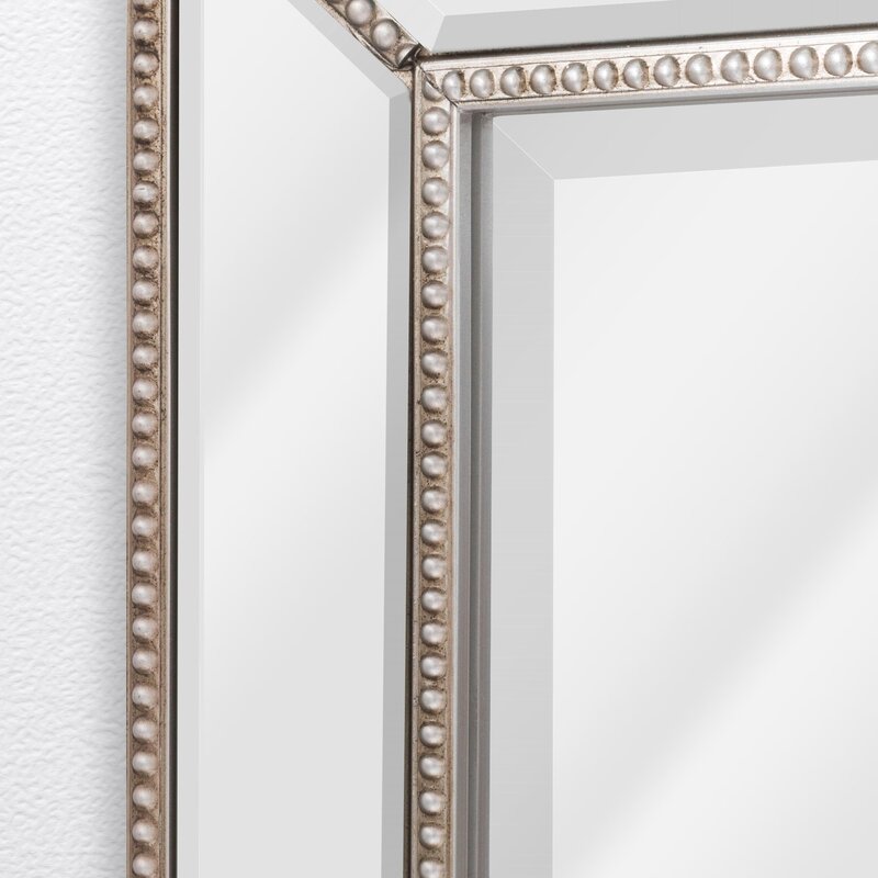 Ticdor Eclectic Beveled Silver Rectangle Accent Wall Mirror