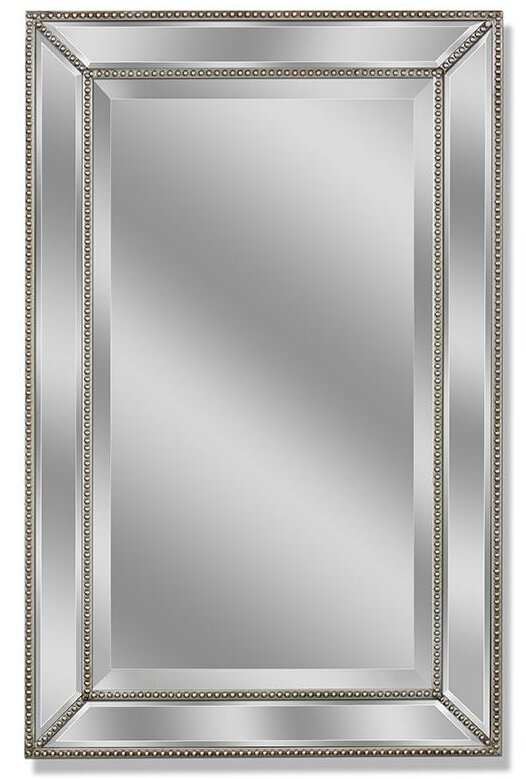 Ticdor Eclectic Beveled Silver Rectangle Accent Wall Mirror