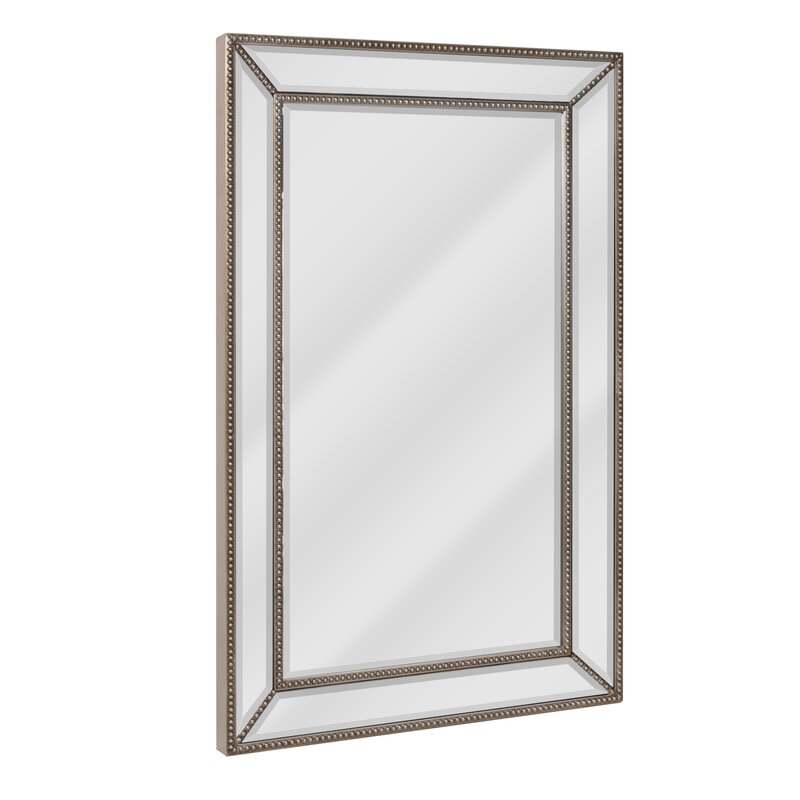 Ticdor Eclectic Beveled Silver Rectangle Accent Wall Mirror