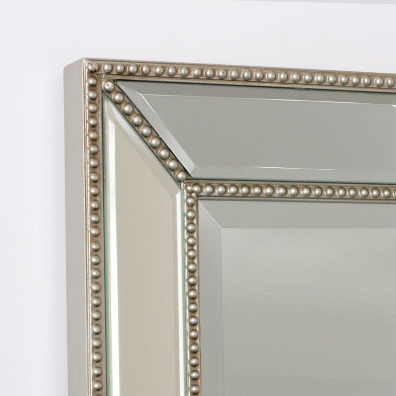 Ticdor Eclectic Beveled Silver Rectangle Accent Wall Mirror