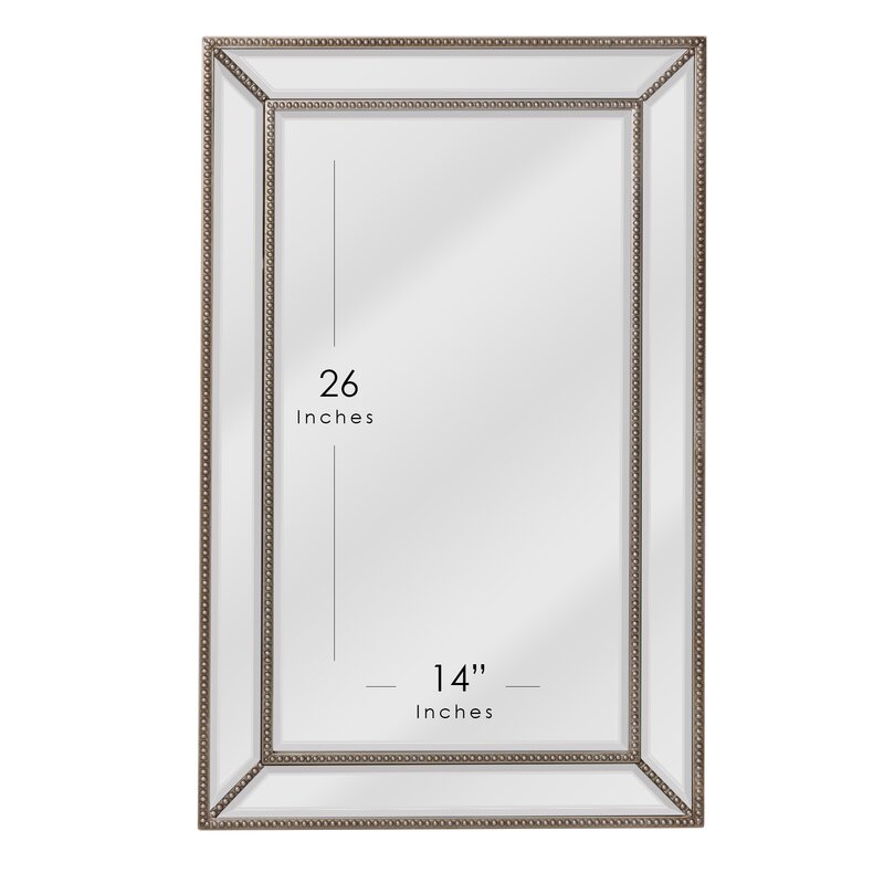 Ticdor Eclectic Beveled Silver Rectangle Accent Wall Mirror