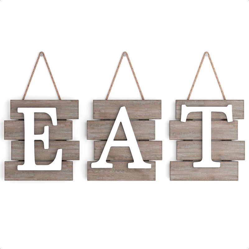 Besui Indoor/Outdoor Eat Wood Wall Decor