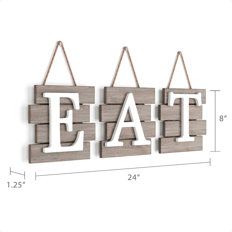 Besui Indoor/Outdoor Eat Wood Wall Decor