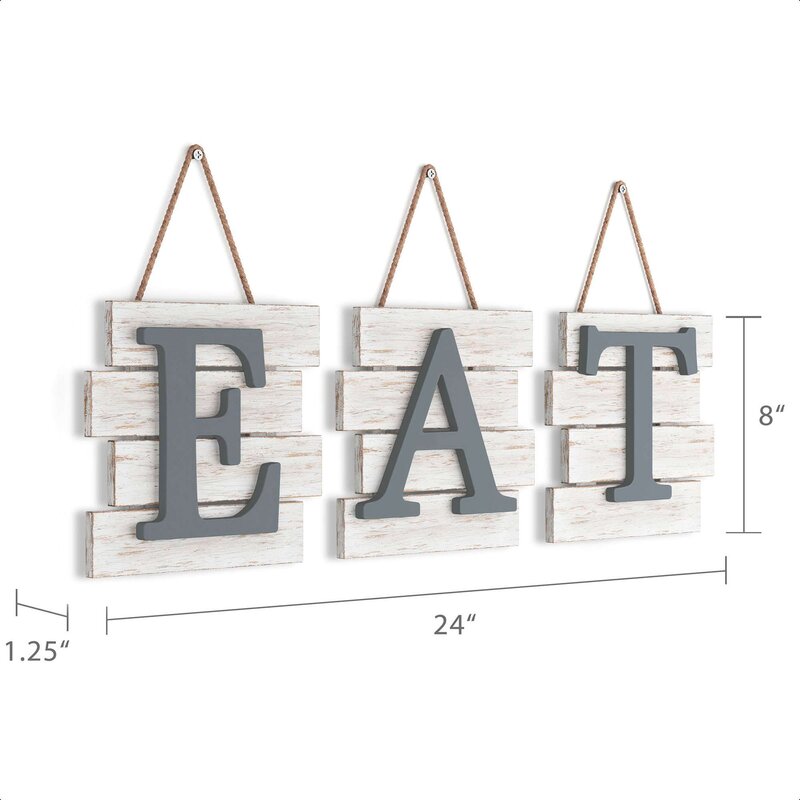 Besui Indoor/Outdoor Eat Wood Wall Decor