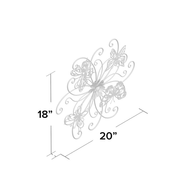 Piaway Flower and Butterfly Metal Wall Decor