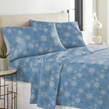 Markse 100% Cotton Snowflakes Flannel Sheet Set
