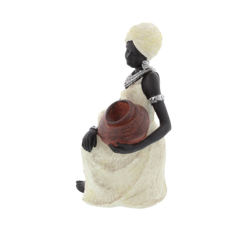 Gamslo African Black/White Woman Figurine