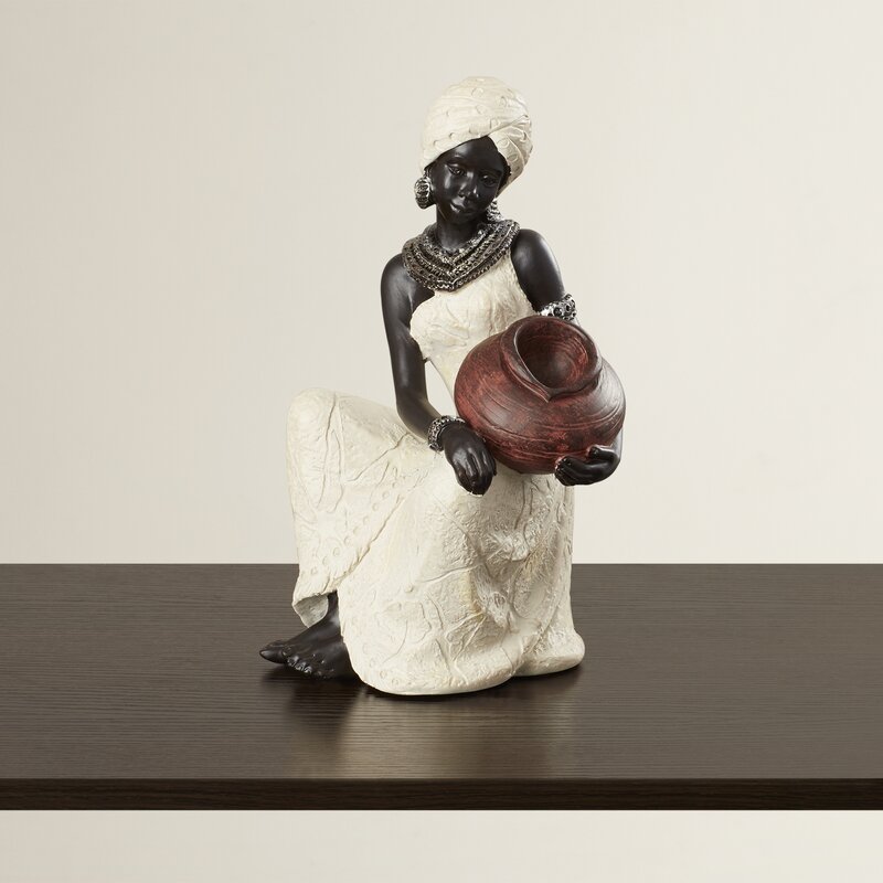 Gamslo African Black/White Woman Figurine