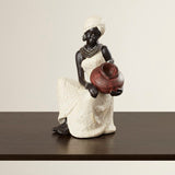 Gamslo African Black/White Woman Figurine