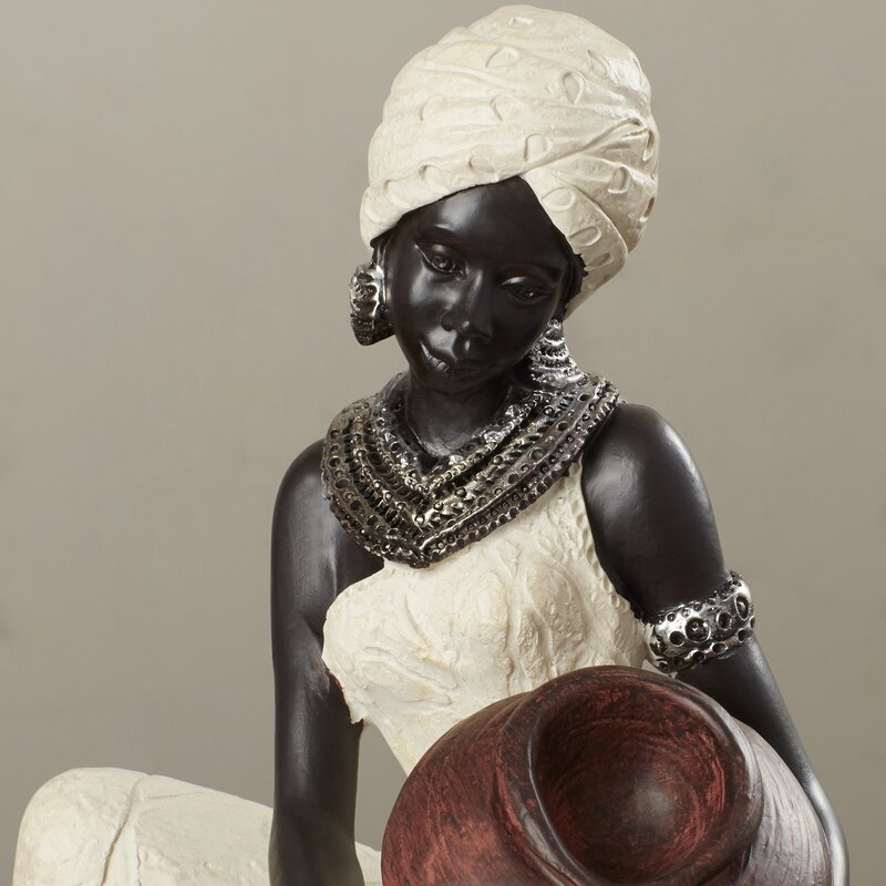 Gamslo African Black/White Woman Figurine