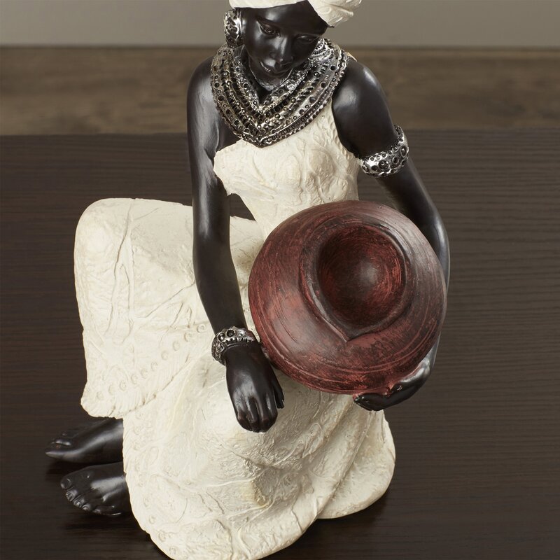 Gamslo African Black/White Woman Figurine