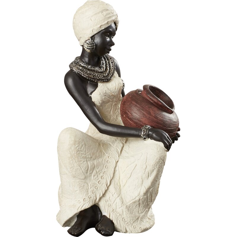 Gamslo African Black/White Woman Figurine