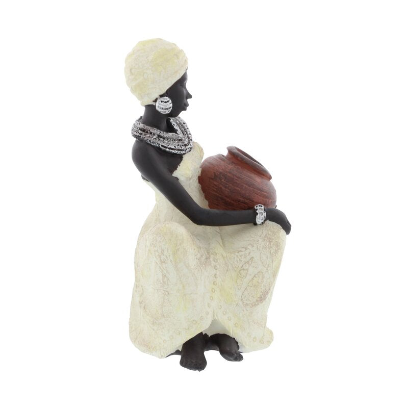 Gamslo African Black/White Woman Figurine