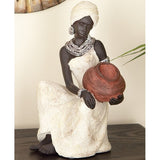 Gamslo African Black/White Woman Figurine