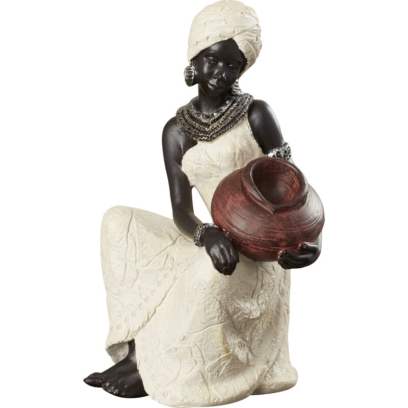 Gamslo African Black/White Woman Figurine