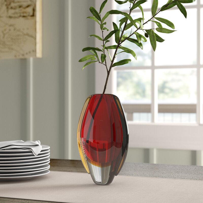 Gaslon Red and Gold Glass Decorative Table Vase