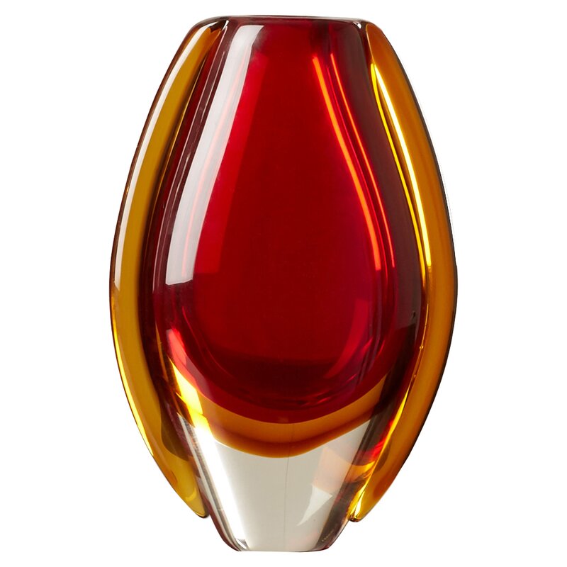 Gaslon Red and Gold Glass Decorative Table Vase